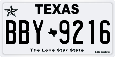 TX license plate BBY9216