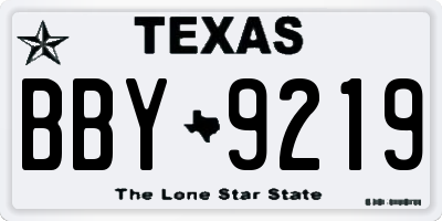 TX license plate BBY9219