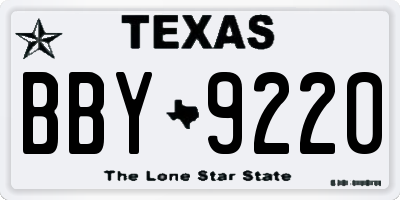 TX license plate BBY9220