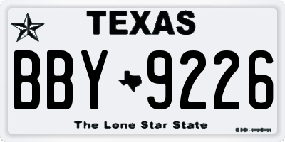 TX license plate BBY9226
