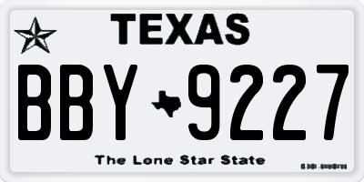 TX license plate BBY9227