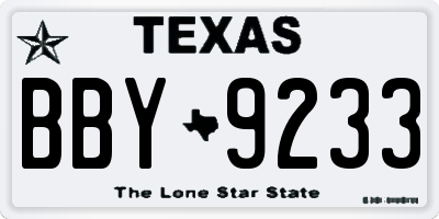 TX license plate BBY9233