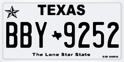 TX license plate BBY9252