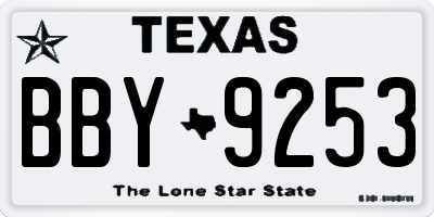 TX license plate BBY9253