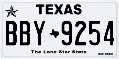TX license plate BBY9254