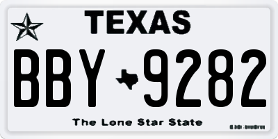 TX license plate BBY9282