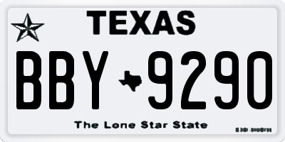 TX license plate BBY9290