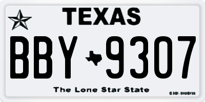 TX license plate BBY9307