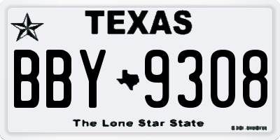 TX license plate BBY9308