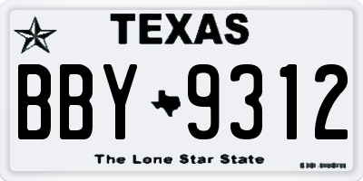 TX license plate BBY9312