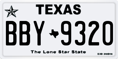 TX license plate BBY9320