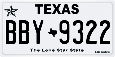 TX license plate BBY9322