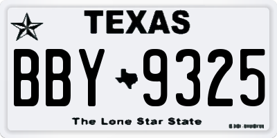 TX license plate BBY9325