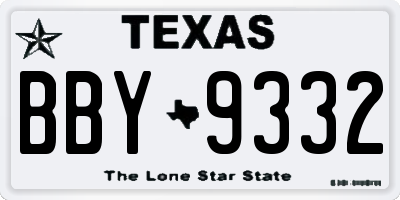 TX license plate BBY9332