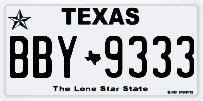TX license plate BBY9333