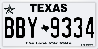 TX license plate BBY9334