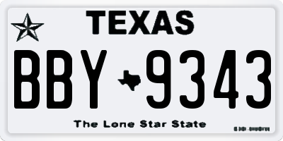 TX license plate BBY9343
