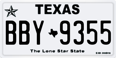 TX license plate BBY9355