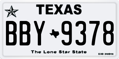 TX license plate BBY9378