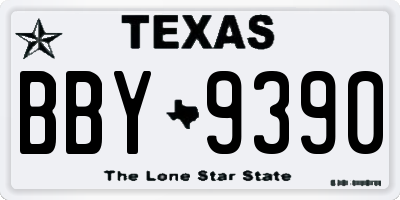 TX license plate BBY9390