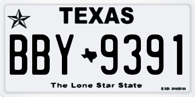 TX license plate BBY9391