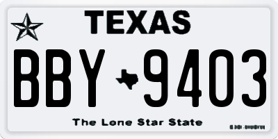 TX license plate BBY9403