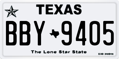 TX license plate BBY9405