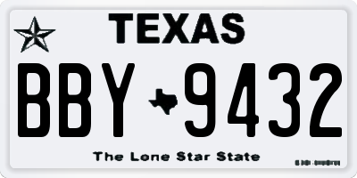 TX license plate BBY9432