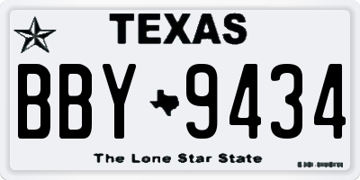 TX license plate BBY9434