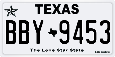 TX license plate BBY9453