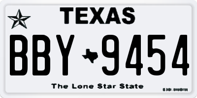 TX license plate BBY9454
