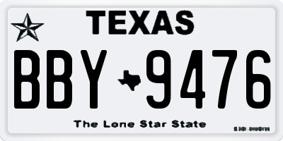 TX license plate BBY9476