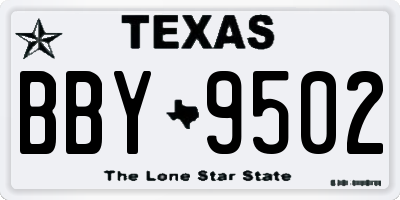 TX license plate BBY9502