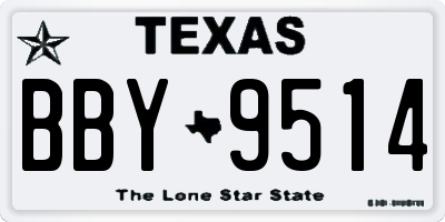 TX license plate BBY9514