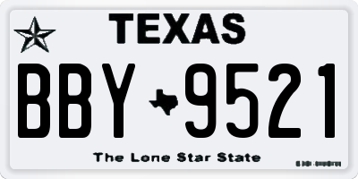 TX license plate BBY9521