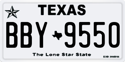 TX license plate BBY9550