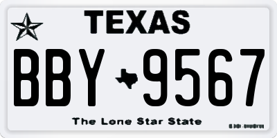 TX license plate BBY9567