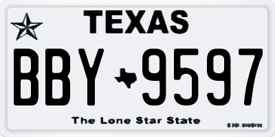 TX license plate BBY9597
