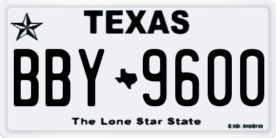 TX license plate BBY9600