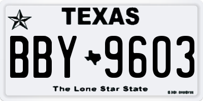 TX license plate BBY9603