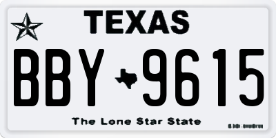 TX license plate BBY9615