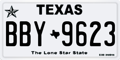 TX license plate BBY9623