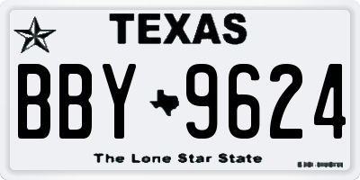 TX license plate BBY9624