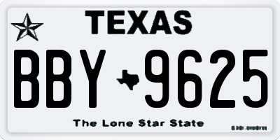 TX license plate BBY9625