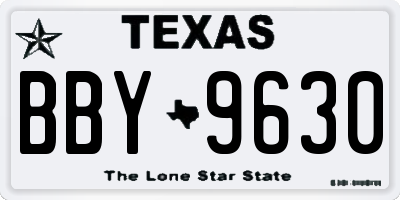 TX license plate BBY9630