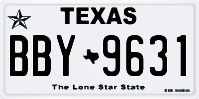 TX license plate BBY9631