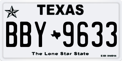 TX license plate BBY9633