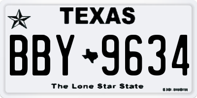 TX license plate BBY9634