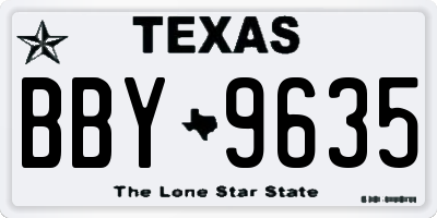 TX license plate BBY9635