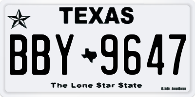 TX license plate BBY9647